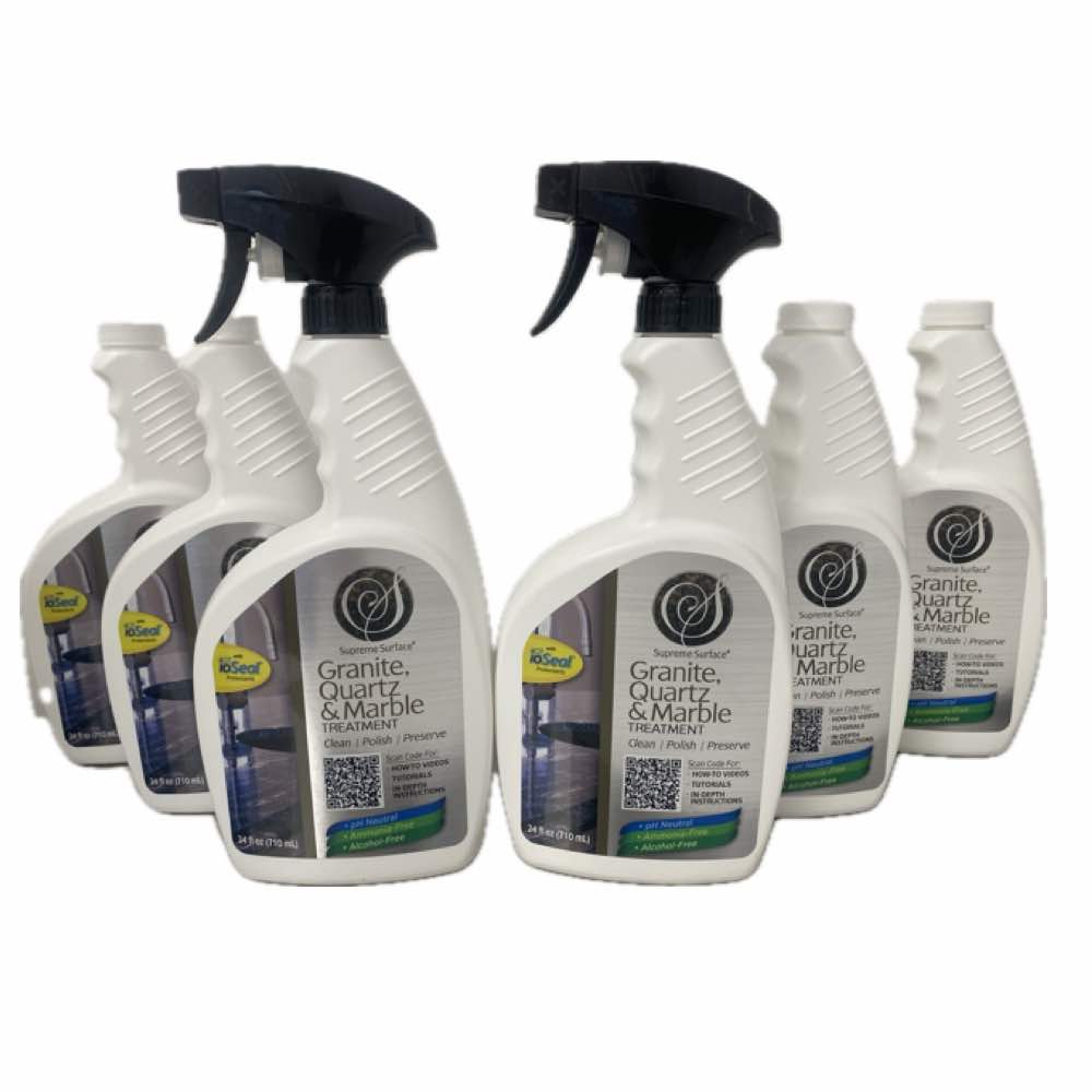 Granite Quartz & Marble Treatment, Refill Value (6) Pack, 24oz - Supreme Surface Cleaners