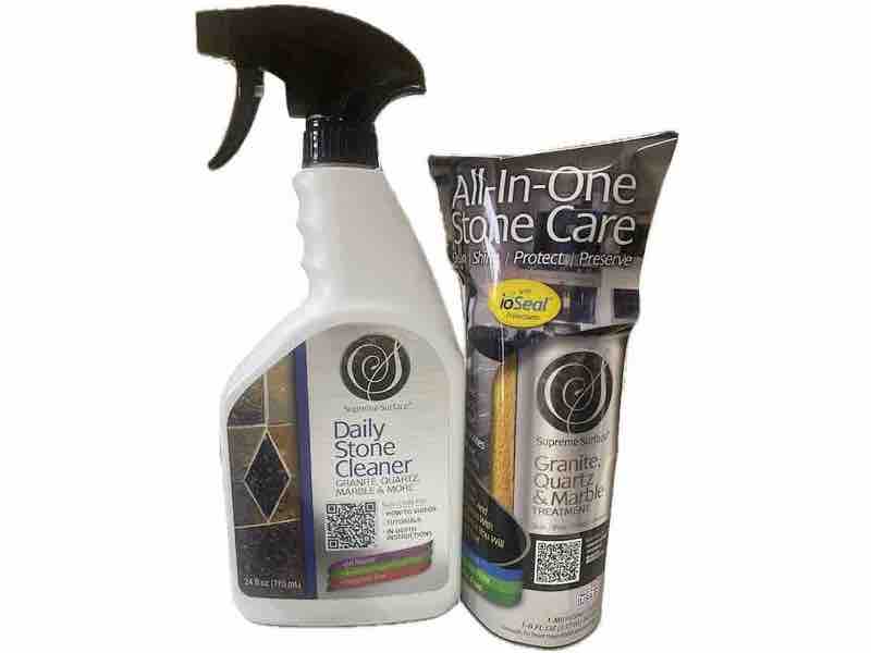 Daily Stone Cleaner 24oz Spray and Granite Quartz & Marble Treatment 8oz Spray - Supreme Surface Cleaners
