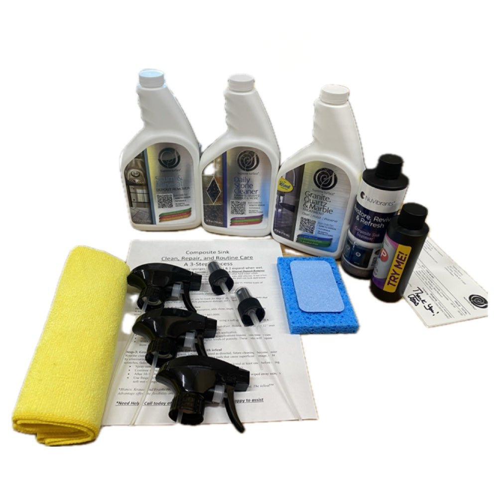 Stone Countertop Composite Sink Care Maintenance Repair Kit with Restore Revive Refresh Composite Sink Treatment - Supreme Surface Cleaners