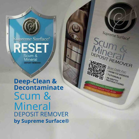 Supreme Surface® RESET Scum & Mineral Deposit Remover 24 oz Spray.