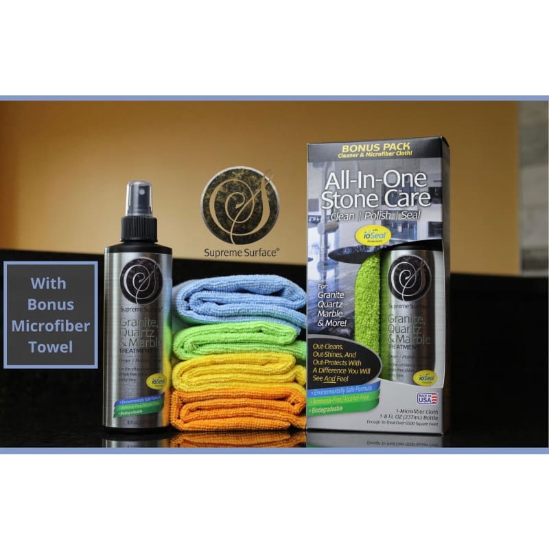 All - In - One Stone Care (Cleaner Polish Sealer), 8 fl oz Spray - Supreme Surface Cleaners