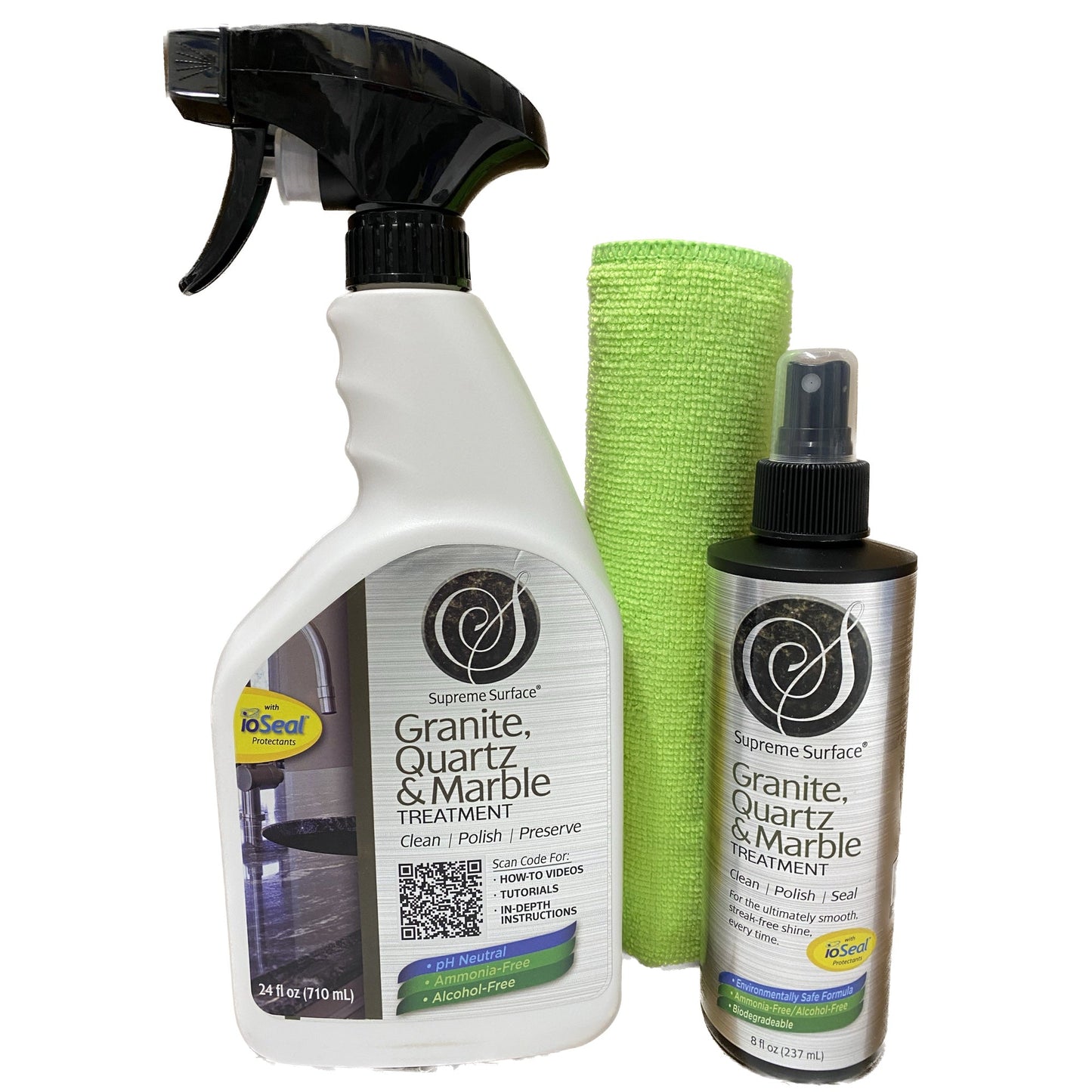 Granite Quartz & Marble Treatment, 24oz Spray and 8oz Spray - Supreme Surface Cleaners