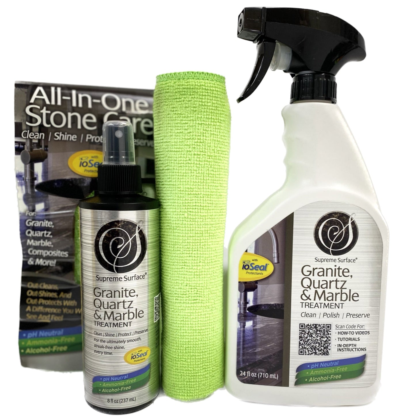Granite Quartz & Marble Treatment, 24oz Spray and 8oz Spray - Supreme Surface Cleaners